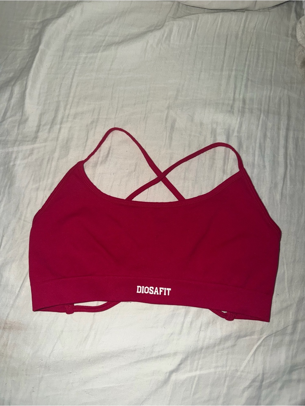 Diosaf Pink Cross-Back Sports Bra